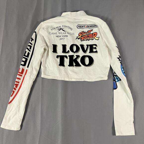 Street Fighter Shirt Womens Small Long Sleeve Crop Top Mock Neck Capcom Graphic - Picture 8 of 9